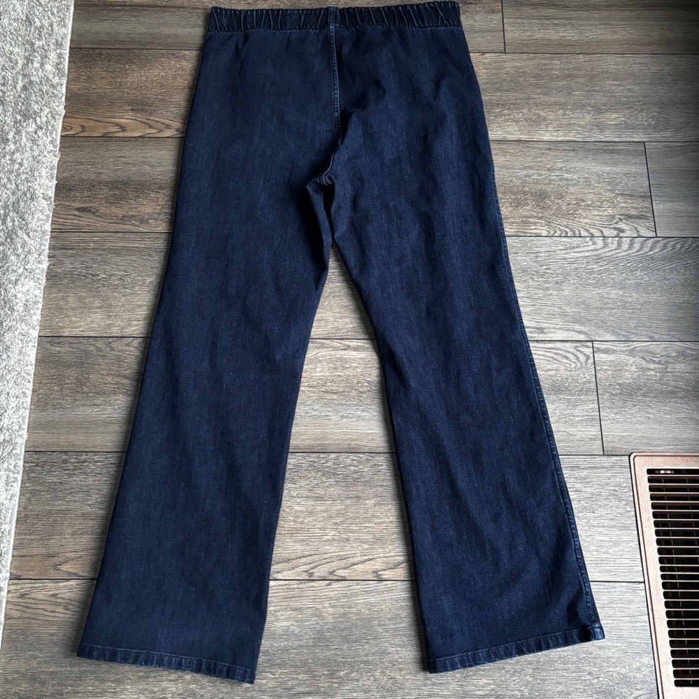 Soft Surroundings Dark Blue Denim Pull On Bootcut Jeans Sz XL - Picture 10 of 11
